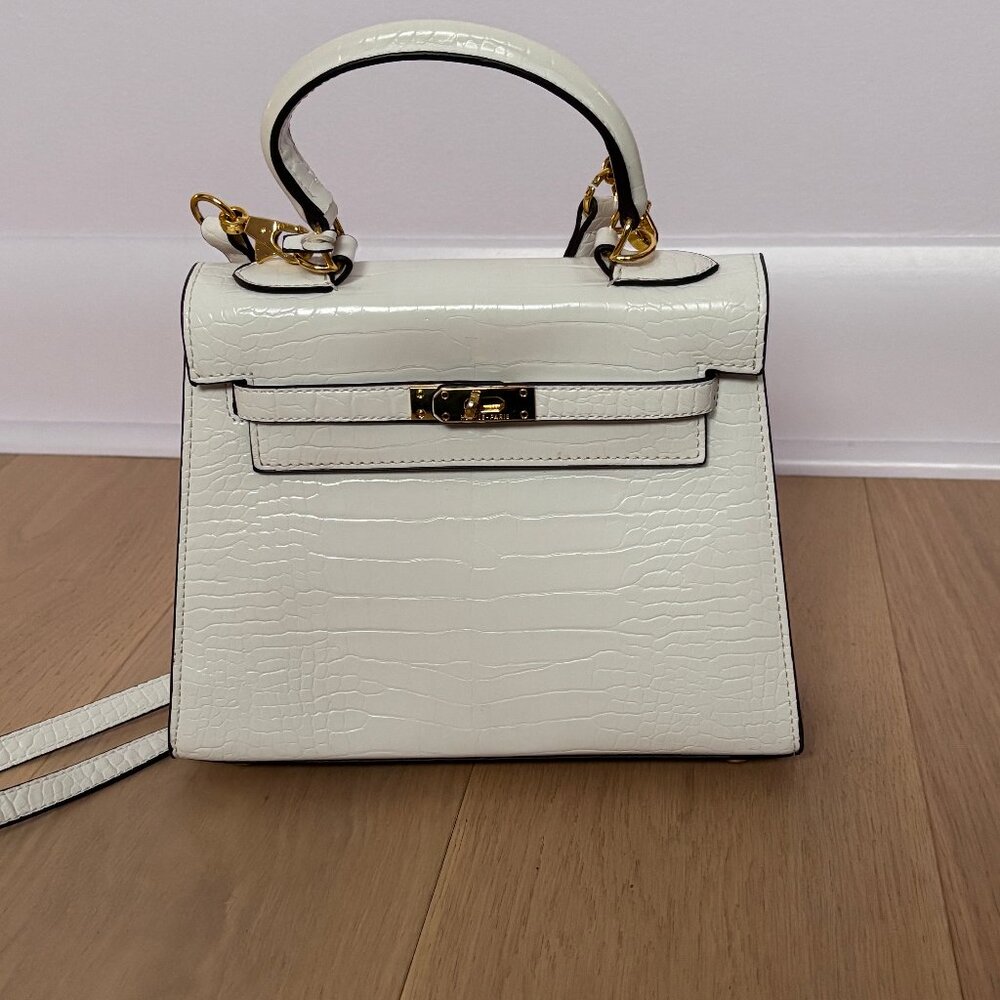 DHgate 9" White Purse in the Style of a Hermés Kelly Bag